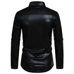 Camisas casuales para hombres Lapa de una sola pecho Men Golden Stamping Fit Fit For Banquet Club Wear con manga larga