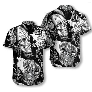 Camisas casuales de los hombres Ocio Retro Viking Tattoo Beach Hawaii Chemise Impresión 3D Hombres Camisa de manga corta colorida Streetwear Moda Vetement