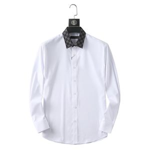 Tendencia de camisa para hombre 2023 Primavera y otoño Tendencia coreana Vestido formal de negocios y ocio Cuello alto pequeño Camisa blanca Chaqueta de manga larga