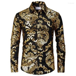Chemises décontractées pour hommes Luxe Baroque 3D Imprimer Formel Wear Chemise Hommes Bouton Confortable À Manches Longues Mâle Multicolore Vêtements Tops