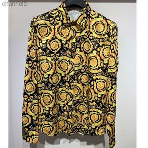 Chemises décontractées pour hommes Luxe Royal Gold Chemise imprimée Hommes Manches longues Floral Baroque Designer Shirt Hommes High Street Vintage Party Marque Casual Top