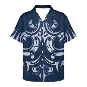 Camisas casuales para hombres Camisa de solapa de manga corta para hombres Samoa Personalidad tribal Impresión Moda Primavera y otoño Cardigan Simple Haute