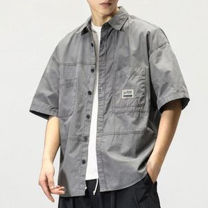 Camisas informales para Hombre, camisa Cargo para Hombre, Harajuku, manga corta De verano para Hombre, camiseta Retro americana 2022, Camisas De Hombre holgadas con múltiples bolsillos