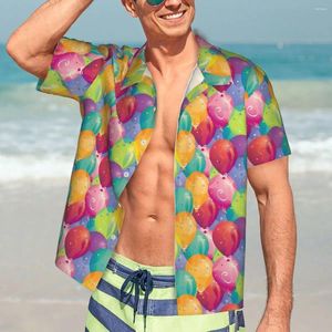 Camisas casuales para hombres Party globo camisa playa macho impreso colorido hawaii mangas cortas novedadas novedosas blusas de gran tamaño idea de regalo