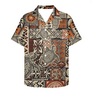 Chemises décontractées pour hommes Polynesian Tribal Samoan Vintage Tattoo Prints Beach Shirt Summer Short Sleeve Hawaiian For Men Quick Dry Tee