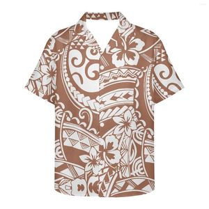 Chemises décontractées pour hommes Polynesian Tribal Tongan Vintage Tattoo Prints Summer Fashion Mens Hawaiian Short Sleeve Button Beach Aloha Shirt