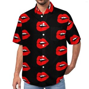 Chemises décontractées pour hommes Red Lips Print Blouses Man Do Not Lie Design Hawaiian Short-sleeved Printed Stylish Oversized Beach Shirt Gift