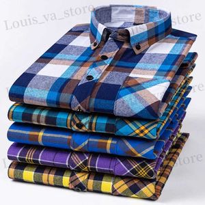 Chemises décontractées pour hommes S-8xl Plaid Shirts For Mens Long Slve Cotton Fashion Single Pocket Pocket Design Young Casual Standard-Fit Shirt Shirt Flannel T240419