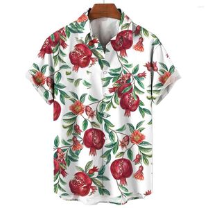 Chemises décontractées pour hommes Chemise avec motif de fleur de grenade Impression 3D Tee-shirt surdimensionné Streetwear en plein air pour hommes Vêtements Tops Été