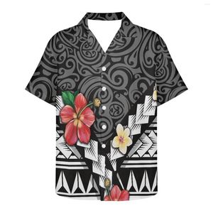 Chemises décontractées pour hommes chemise à manches courtes col en V hommes été simple boutonnage Style hawaïen personnalisé imprimé ethnique plage voyage vêtements