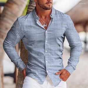 Camisas informales de primavera para hombre, camisa de gran tamaño con estampado de cambray, Tops con botones de manga larga, ropa para hombre, cárdigan para discoteca, Chemise Homme