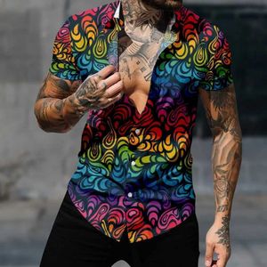 Chemises décontractées pour hommes Summer Bluas Hawaiian Casual Hawaiian Shirt for Men Fashion Corrug Print Strtwear Shirt Harajuku Cozy Short Slve Beach Clothes Y240506