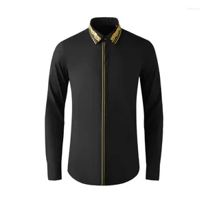 Chemises décontractées pour hommes Vendeur supérieur: chemise mince avec broderie en relief en coton Chine-Chic Textile.