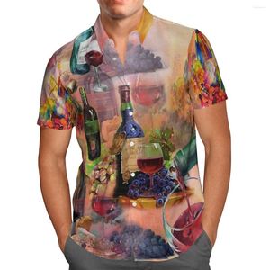 Chemises décontractées pour hommes Wine Party 3D imprimé hawaïen à manches courtes chemise plage couleur éblouissante Cool 2022 été 5XL grands hauts respirants