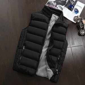 Veste de gilet décontracté pour hommes épaissie en coton sans manches rembourré chaude chaude anti - statique manteau respirant pour l'automne hiver rouge bleu noir noir