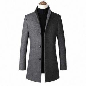 Veste en laine décontractée pour hommes Automne Printemps Manteau en laine Slim Fit Vestes à simple boutonnage Lg Sectis Caban Trench Palto Pardessus p0cu #