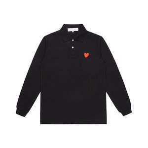 Chemises décontractées pour hommes CDG Coton Respirant Vêtements pour femmes Commes Des Pull à manches longues Chemise noire Broderie Coeur Col rabattu Couple Double Bouton Vêtements