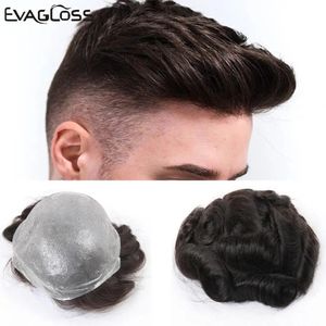 Men s Children s Wigs EVAGLOSS Male Human Hair Wig 0 03 0 04mm Full PU Mens Toupee Unit Pu Replacement System Man 231013
