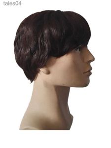 Men's Children's Wigs Fei-Show Short Wig Synthetic Heat Resistant Fiber Dark Brown Wavy Hair Male Man Hairpiece Black Hairpieces Light Brown Peruca YQ231111