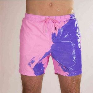 Pantalon de plage à changement de couleur pour hommes avec short de décoloration de l'eau Short de bain sensible à la température pour hommes d'été Y220420