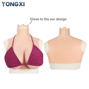 Robe de Cosplay en Silicone pour hommes, Design proche de l'oreille, pour le Costume Sissy, poitrine artificielle, bonnet D E