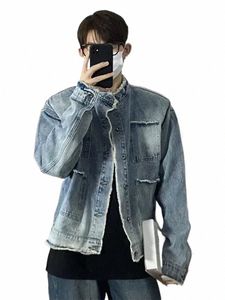 Veste en jean pour hommes manches larges hommes Jean manteaux Designer automne rapide Deery Cowboy coréen vêtements populaires mer marque Corée b6dY #