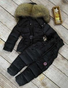 Ensembles de vêtements Parkas pour hommes Ensembles de vêtements pour bébés garçons Manteau d'hiver + pantalon Veste en duvet pour enfants Winterjas Jongens Parka coupe-vent Naturel Big Fur Snowsuit Gxn0