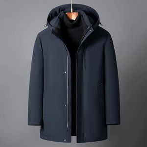 Parkas de plumón para hombres Hombres de mediana edad Chaqueta de plumón de invierno Forro de marca de alta calidad Hombres desmontables Abrigo de plumón de pato blanco de invierno con capucha Parkas gruesas y cálidas 231011