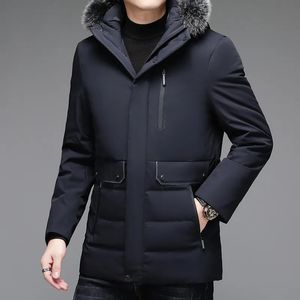 Parkas d'hiver en duvet pour hommes, noir, intelligent et décontracté, marque de canard blanc 90%, veste avec capuche en fourrure détachable, 231023