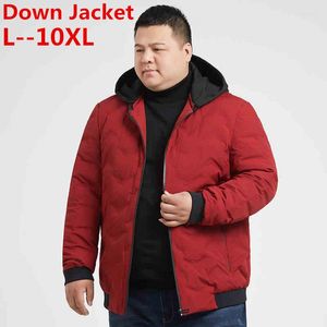 Men's Down Plus Big 10XL 8XL 6XL 9XL Brand Thicken Chaqueta con capucha de invierno Hombres Light para sudaderas con capucha Parka Coat Hombre