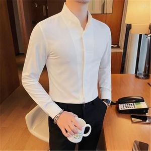 Chemises de robe pour hommes 5xl Tuxedo Men pour mariage Elegant Camisa Business Forme White Shirt Male Slim Fit Long Sleeve Blouses Vêtements 2024