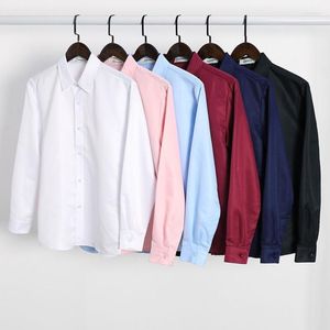 Camisas de vestir para hombres Camisa de negocios Hombres Mujeres Cuello vuelto formal Oficina Manga larga Sólido Estudiante Top Ropa Slim Plus Size 5XLMen's Ve