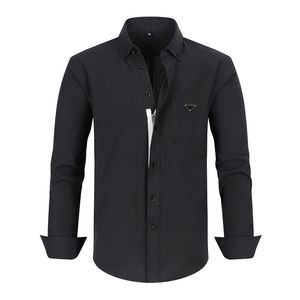 Chemises habillées pour hommes Chemise d'affaires Oxford tissé couleur unie coton style fermeture à glissière chemise pour hommes toute la saison quatre manches longues Eurocode