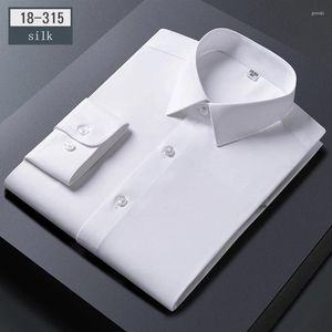 Chemises habillées pour hommes Luxury Hight-Quélity Silkworm Plein pour hommes Slim Fit Formal Shirt Long-leveve White Soft Business Office Bureau Silk Vêtements