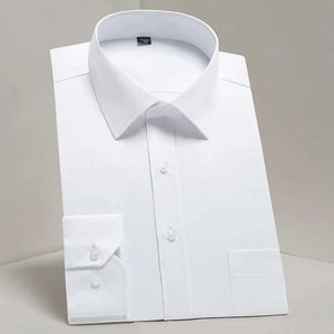 Chemises habillées pour hommes Mens Classic Long Long Slerst-Fit Shirts Formal Businel Social Simple Basic Design White Work Office Casual Shirt D240507