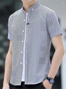 Camisas de vestir para hombres Camisa coreana de manga corta Marca de algodón Fashion Fashion Slim Men de talla grande Tendencia juvenil informal