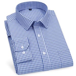 Chemises habillées pour hommes Homme de qualité supérieure Business Casual à manches longues Classic Plaid Male à carreaux Social pour l'homme Purple Bleu 230216