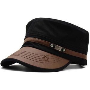 Men's Fashion Flat Top Hat pu leather Peaked Baseball cap GI Army Corps Hat Patrol Cadet Cap Sun Visor Snapback cap259T