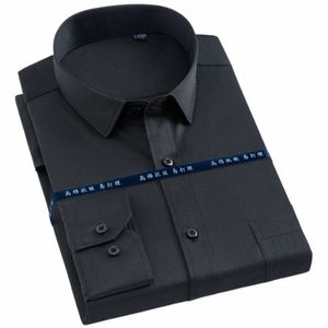 Hommes Fi Lg Manches Basic Dr Chemises Poche Patch Unique Coupe Régulière Bureau De Travail Chemise À Rayures Pour Les Activités Busin 72Em #