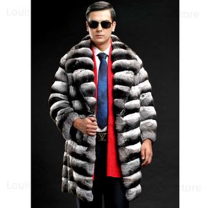 2023 Men's Luxury Faux Mink Fur Jacket - Warm Thick Mid-Length Winter Coat with Long Sleeves in Black