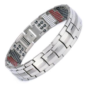 Bracelet magnétique de santé pour hommes pour homme plaqué argent bracelet en titane pur Ion magnétique Germanium Bracelets rouges lointains bijoux262o