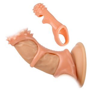 Manchon de pénis demi-fermé creux pour hommes Quad Lock Fine Ring Delay Big Wolf Dents Couple Stimulation sexy Toy