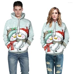 Sweats à capuche pour hommes 2022 Hiver Cadeau de Noël Arbre Bonhomme de neige Animal Panda 3D Imprimer Hommes Sweat à capuche Femmes Lâche Casual Pull Vêtements