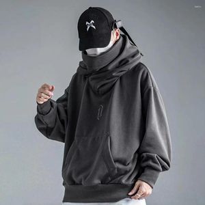 Hoodies masculins 2023 Automne High Collar sweat à sweat lâche Vêtements confortables Harajuku Hiphop Streetwear Fleece Overshipt Sweatt