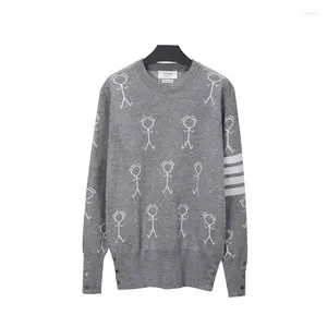 Sweat à capuche en laine Jacquard pour homme, pull à quatre barres, Style britannique, décontracté, tricoté, collection automne-hiver 2023