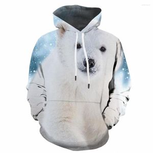 Herren Hoodies 3D Bär Sweatshirts Männer Polar Hoody Anime Weiß Sweatshirt Gedruckt Tier Kapuze Casual