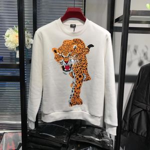 Hoodies para hombres PERSONALIDAD Men Men's Heavy Water Diamond Big Leopard Masculan ropa de capucha macho sudaderas para trotar sudadera rápida envío