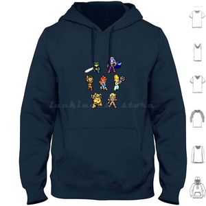 Sudaderas con capucha para hombre Chrono Trigger Team Sudadera con capucha Algodón Manga larga Snes Ps1 Juegos Videojuego Clásico Old School Bit Retro Pixel Cross Time Frog