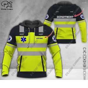 Sweats à capuche pour hommes nom personnalisé EMS uniforme de Service médical d'urgence impression 3D sweat à capuche rue femmes hommes pull/sweat/Zip A9