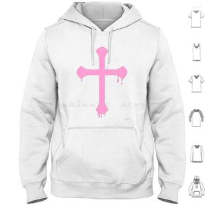 Herenhoodies Druipend Kruisroze Lange mouwen Kruisroze Mintgroen Pastel Goth-symbool Eenvoudig Minimaal Minimalistisch